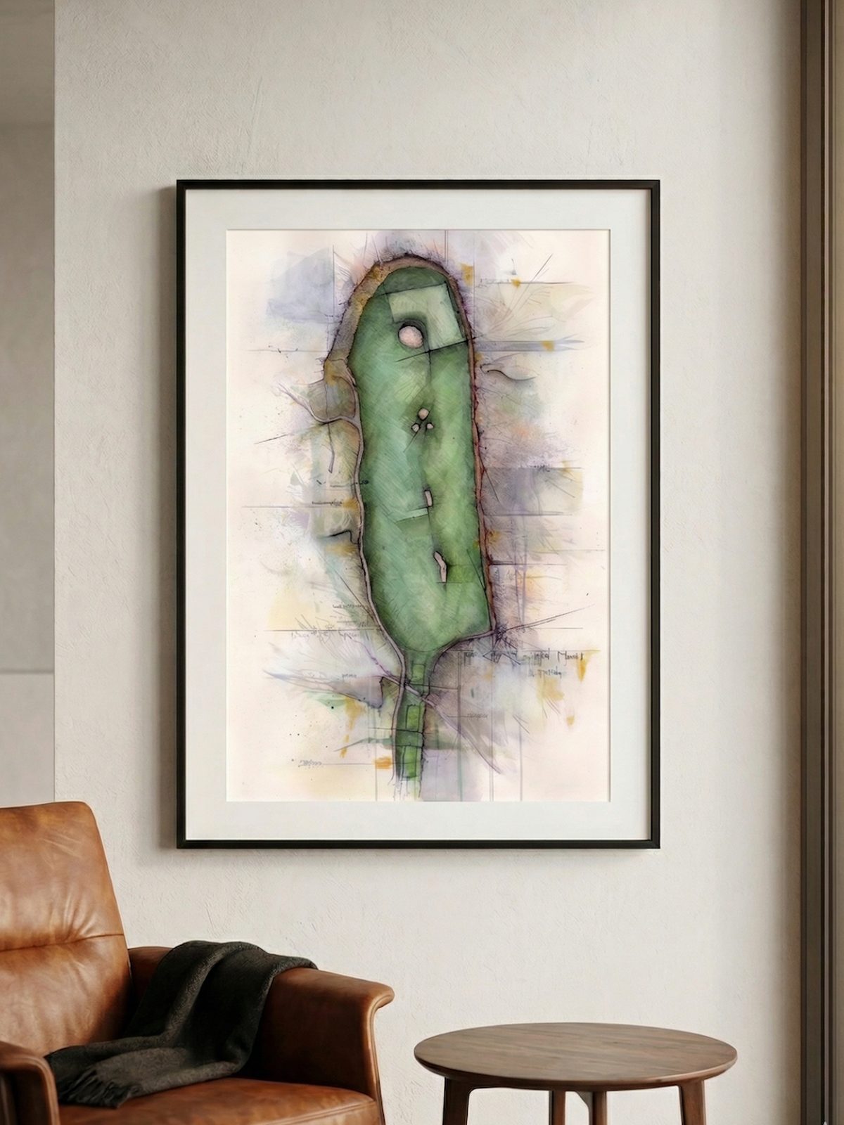 Framed Charcoal Golf print of Charleston Municipal, hung in a client's home