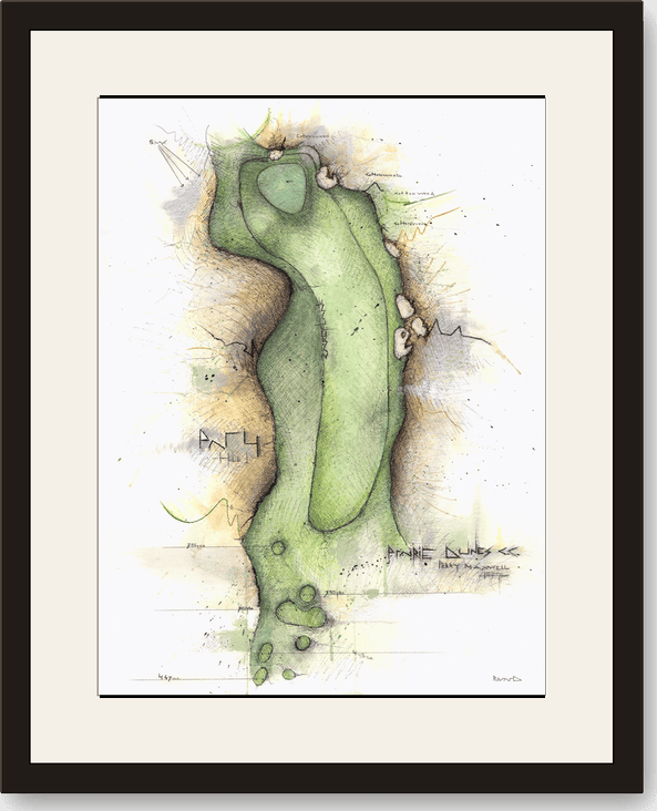 Framed Charcoal Golf print of Prairie Dunes No. 1, Carey Lane