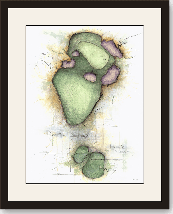 Framed Charcoal Golf print of Prairie Dunes No. 2, Willow