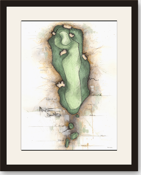 Framed Charcoal Golf print of Prairie Dunes No. 6, Cedar