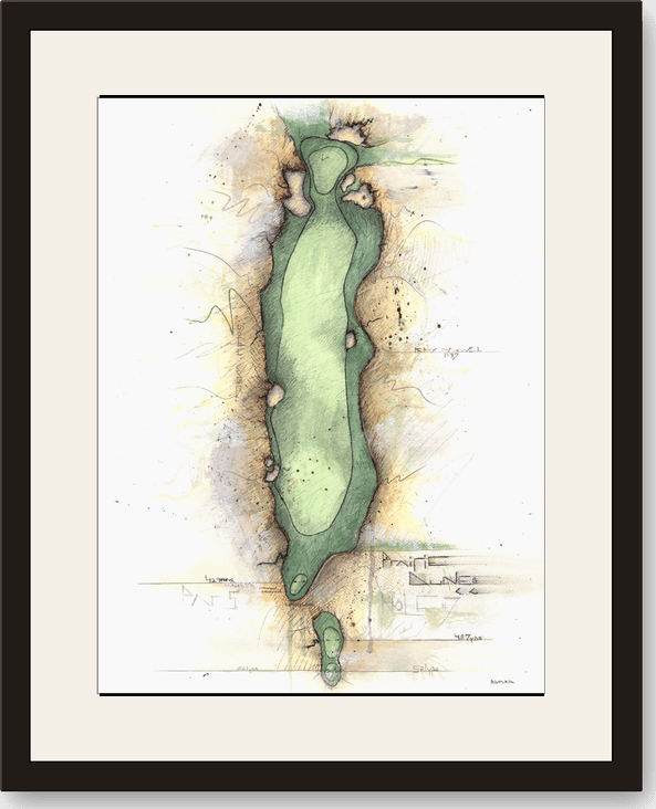 Framed Charcoal Golf print of Prairie Dunes No. 7, South Wind