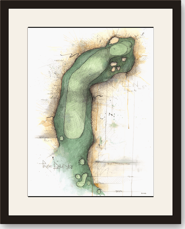 Framed Charcoal Golf print of Prairie Dunes No. 8, Dunes