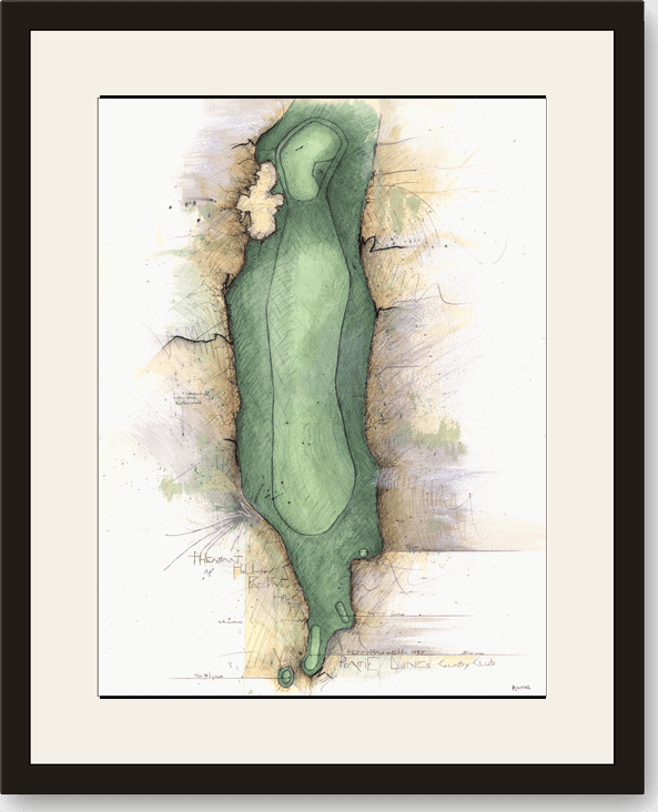 Framed Charcoal Golf print of Prairie Dunes No. 17, Pheasant Hollow