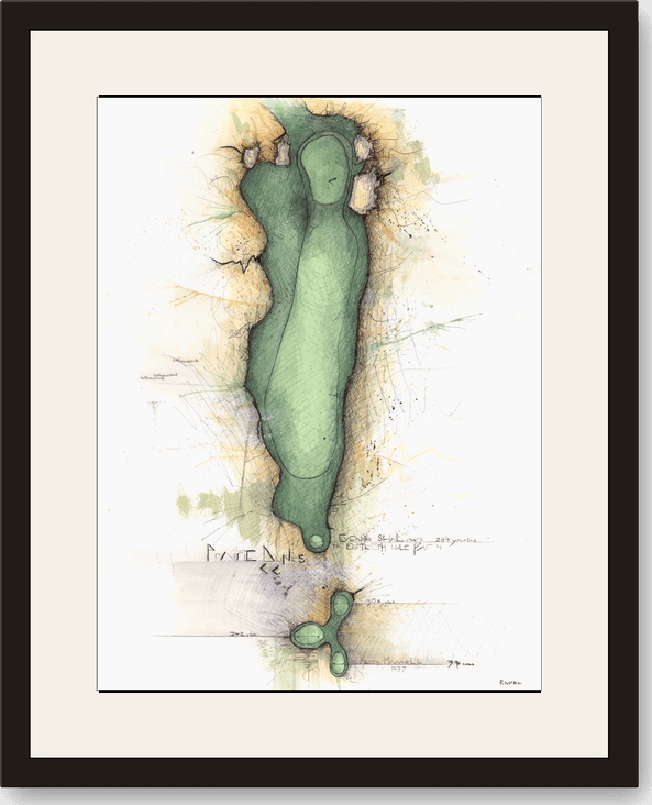 Framed Charcoal Golf print of Prairie Dunes No. 18, Evening Shadow