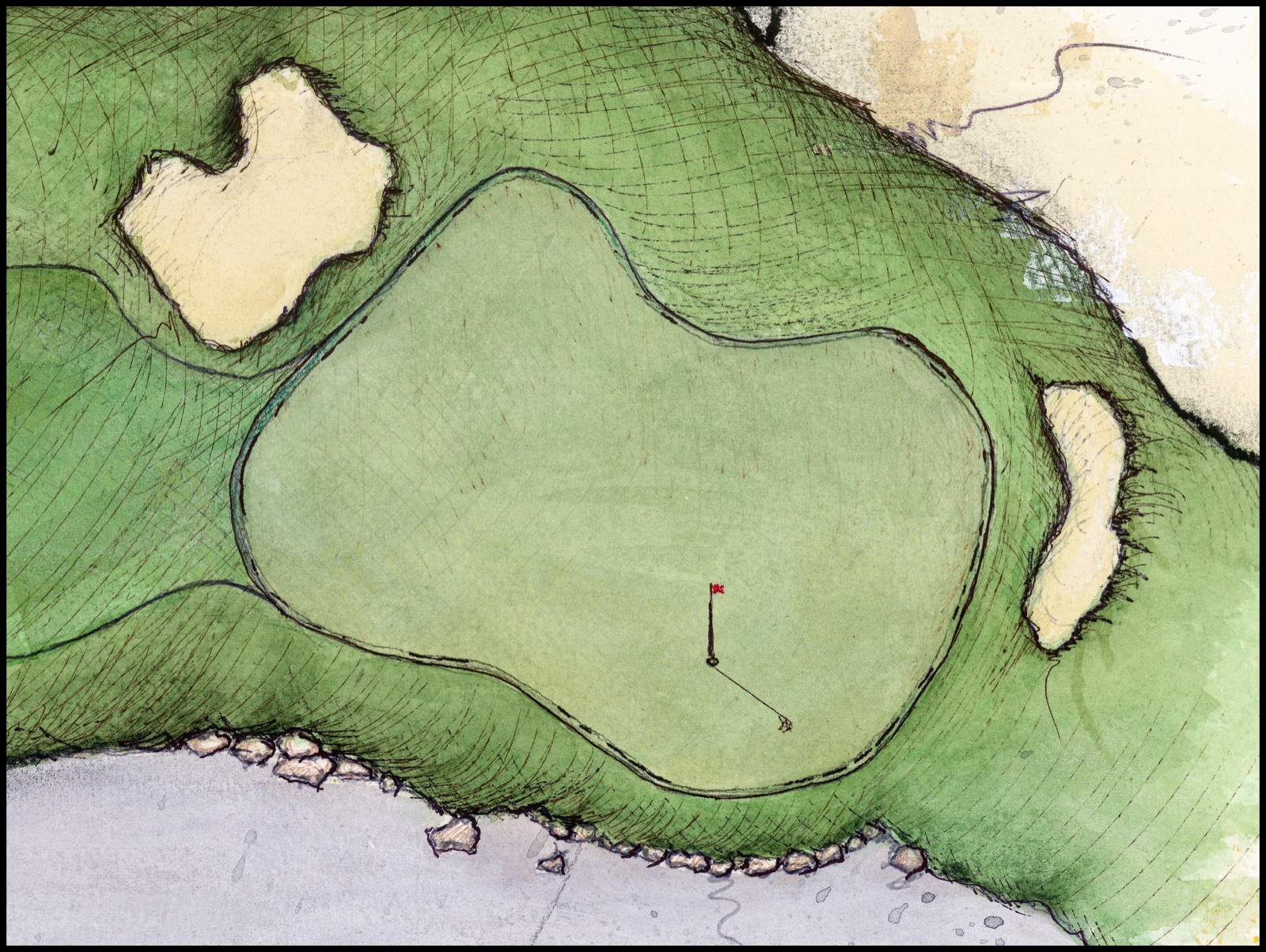 Detail view 4 of the original TPC Twin Cities No. 18 artwork